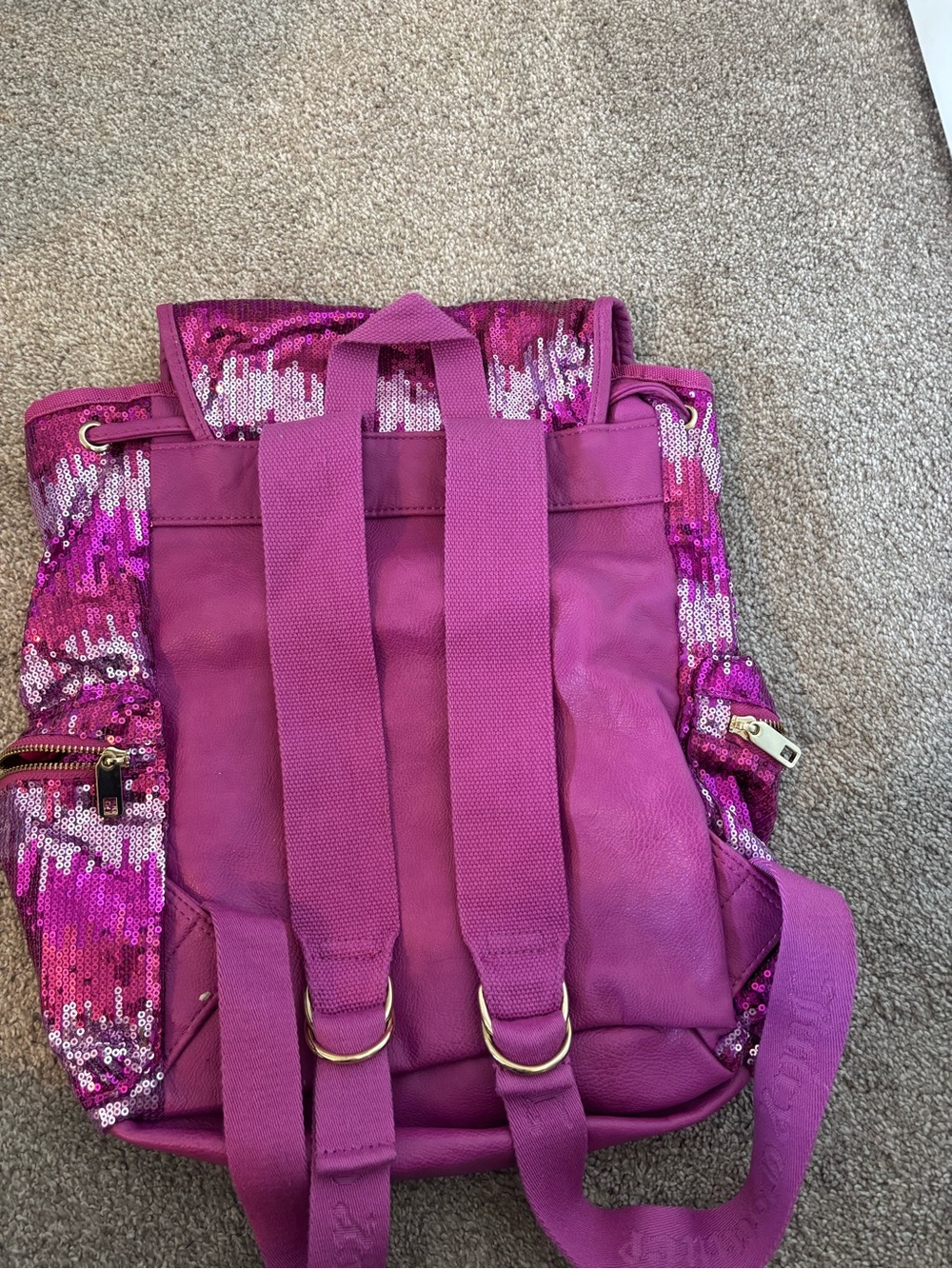 Juicy Couture Purple Sequin Backpack with Gold Plaque - Picture 2 of 5